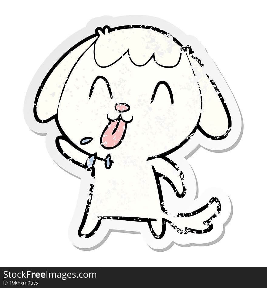 Distressed Sticker Of A Cute Cartoon Dog