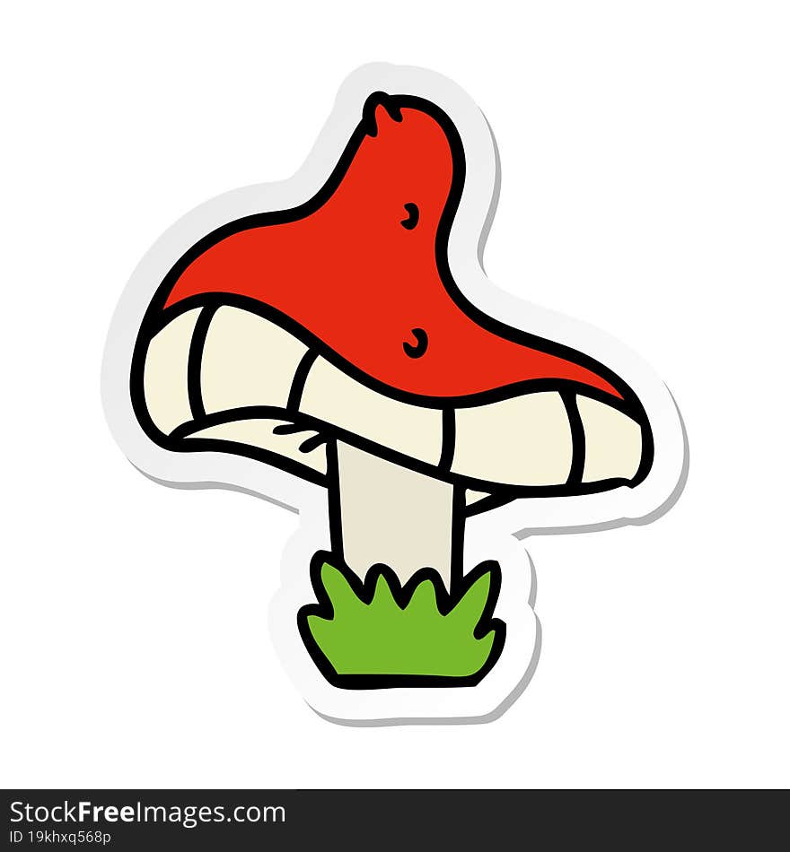 hand drawn sticker cartoon doodle of a single mushroom