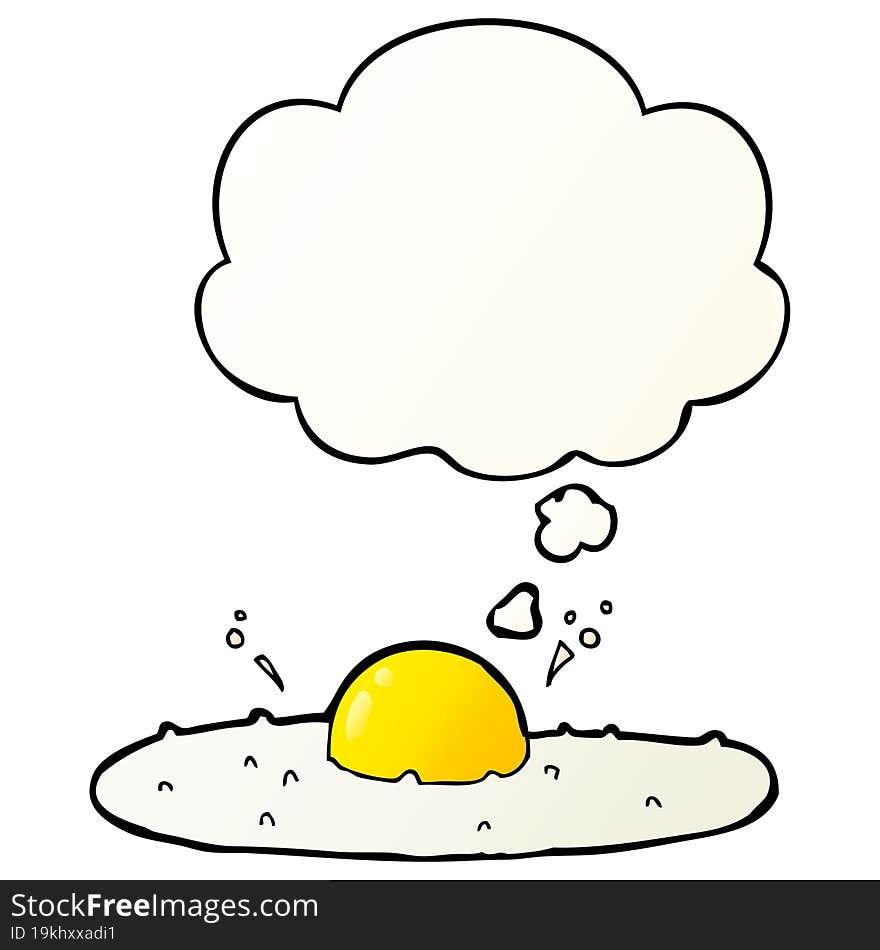 cartoon fried egg and thought bubble in smooth gradient style