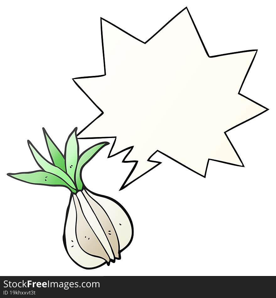 Cartoon Onion And Speech Bubble In Smooth Gradient Style