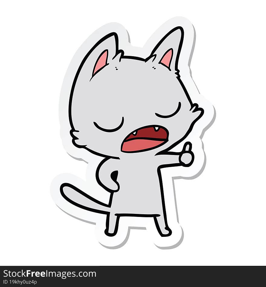 Sticker Of A Talking Cat Cartoon