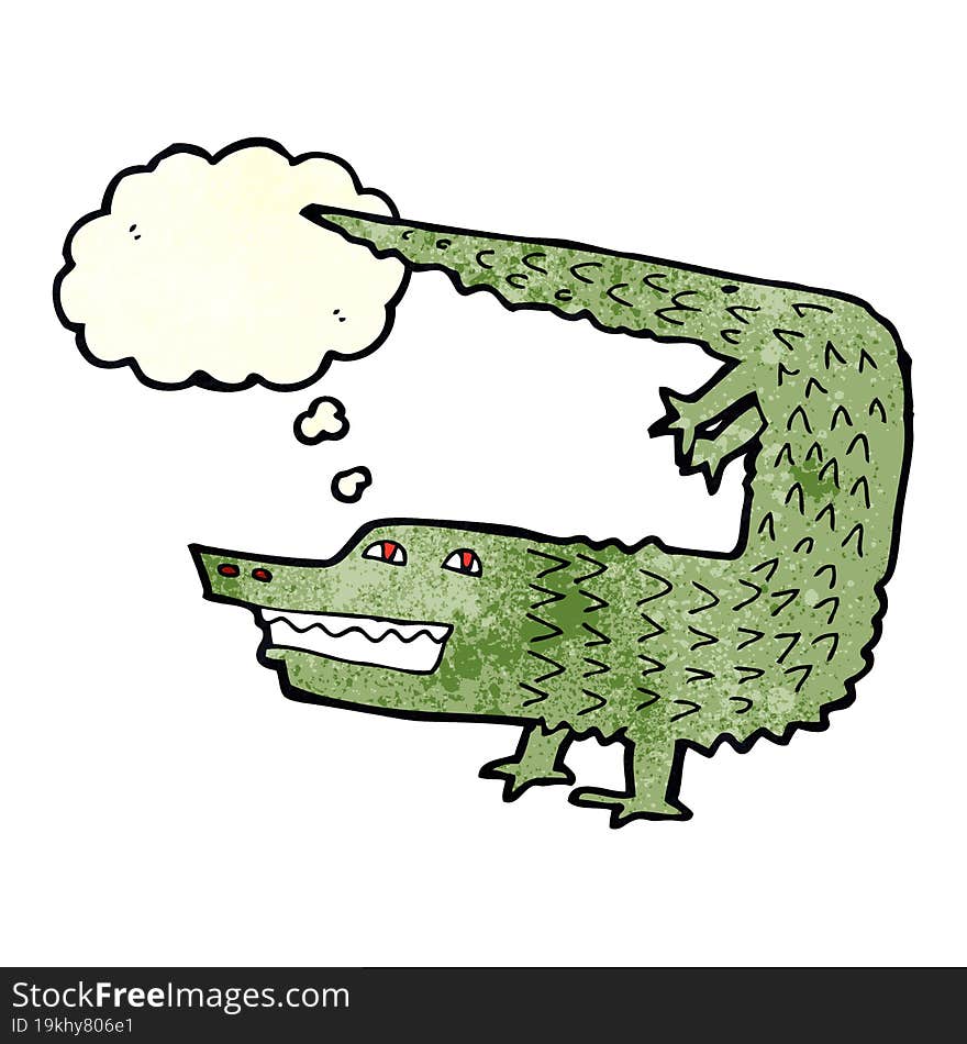 cartoon crocodile with thought bubble