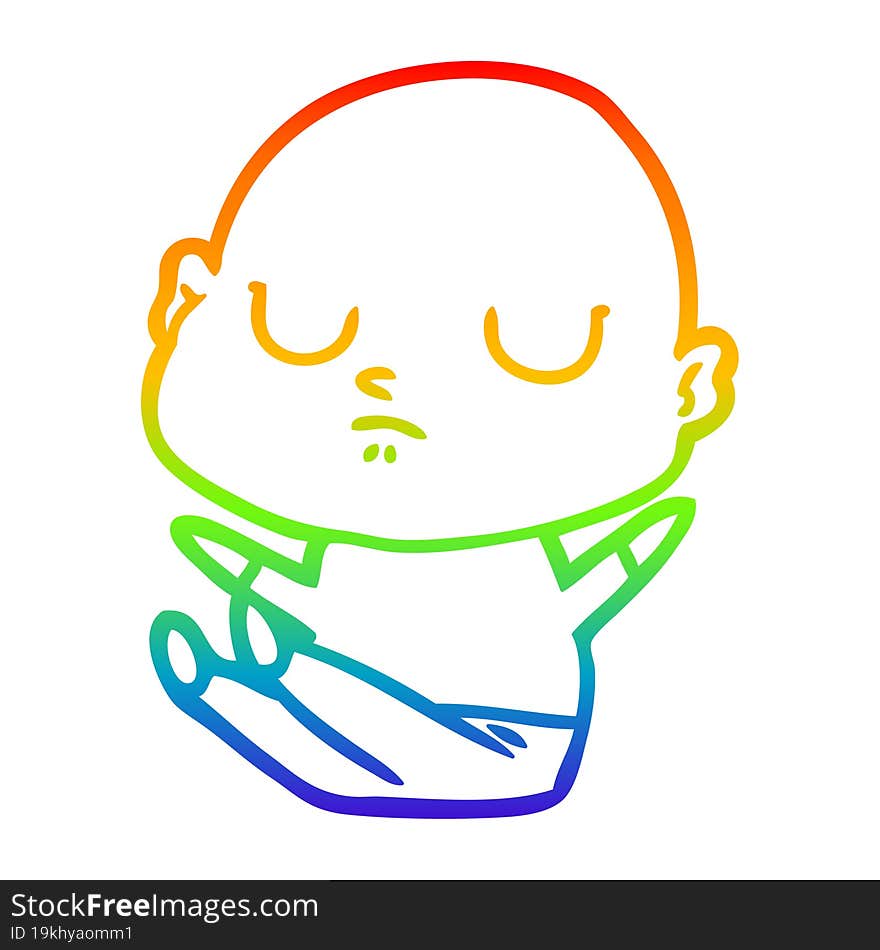 rainbow gradient line drawing of a cartoon bald man