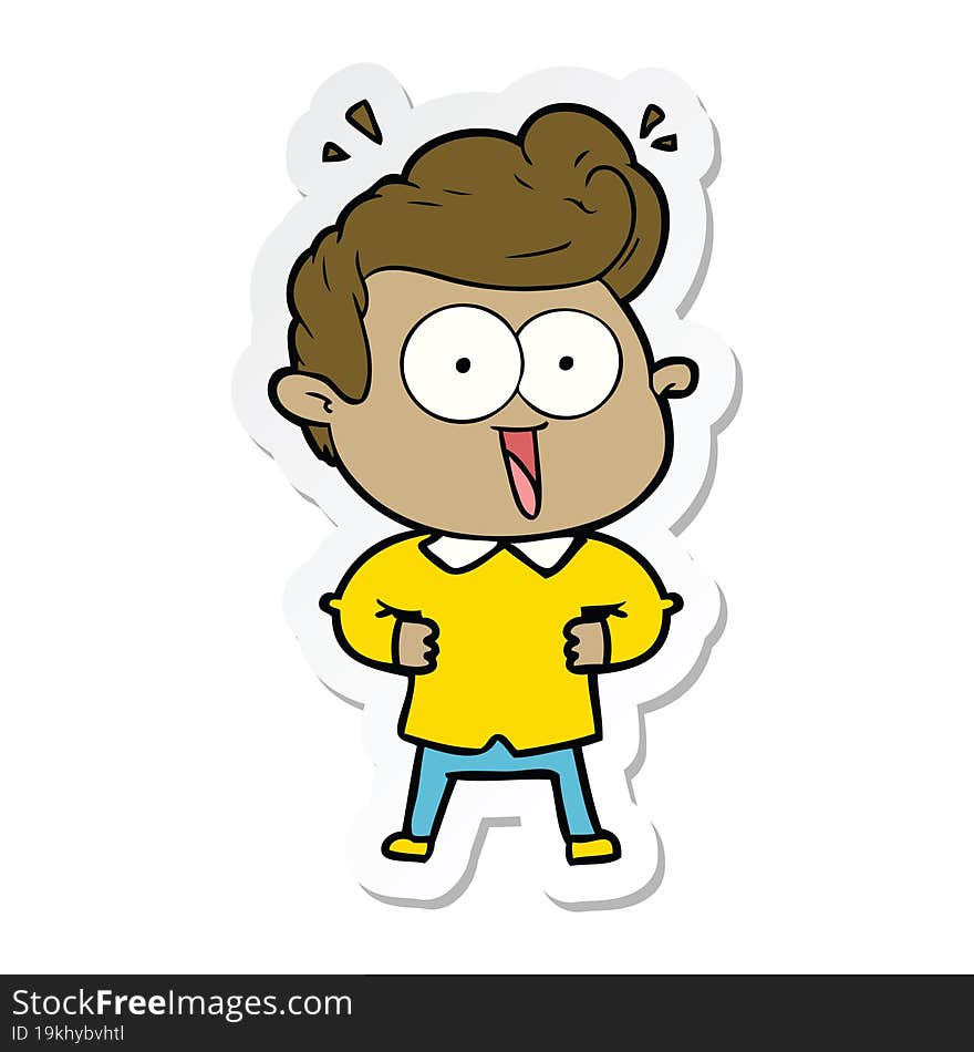 Sticker Of A Cartoon Excited Man