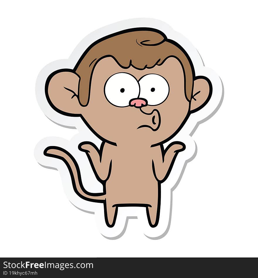 sticker of a cartoon confused monkey