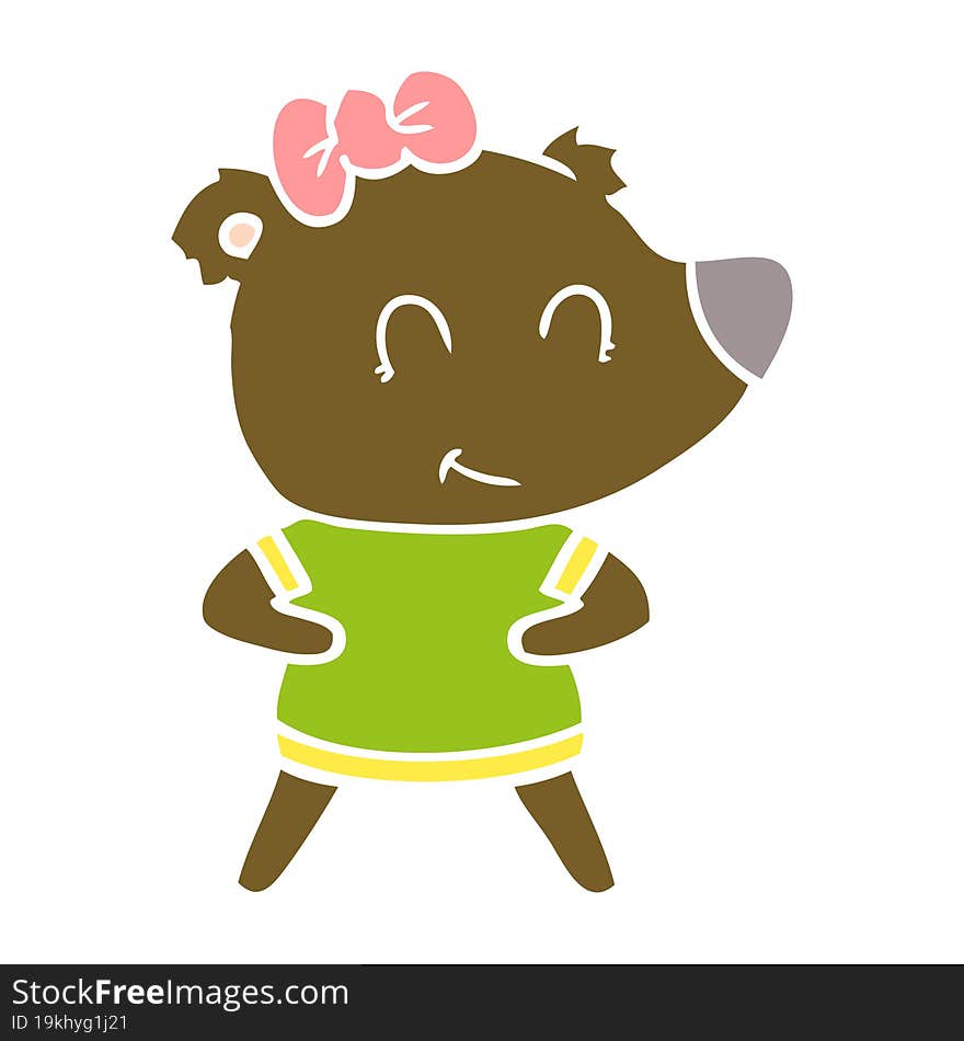 female bear flat color style cartoon