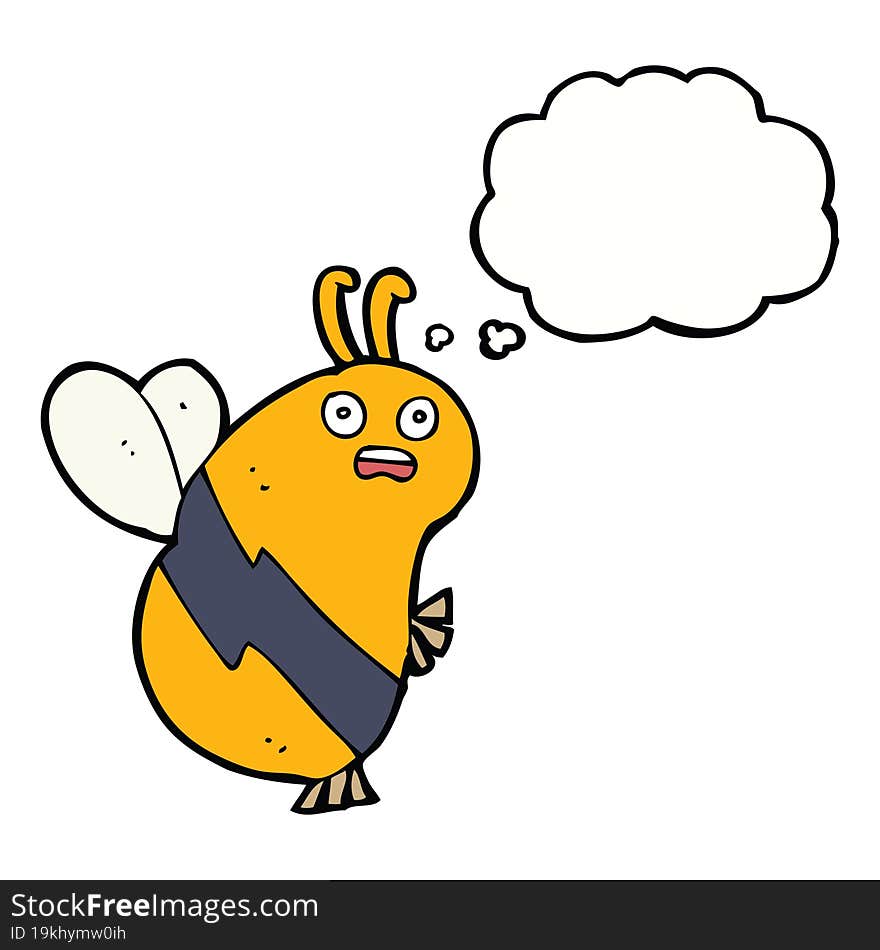 funny cartoon bee with thought bubble