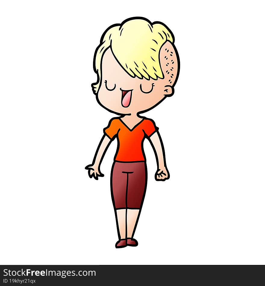 cute cartoon girl with hipster haircut. cute cartoon girl with hipster haircut