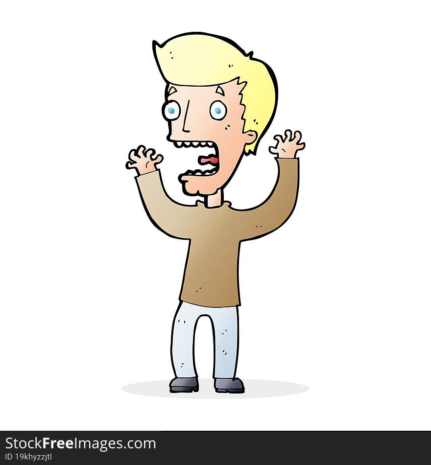 cartoon frightened man