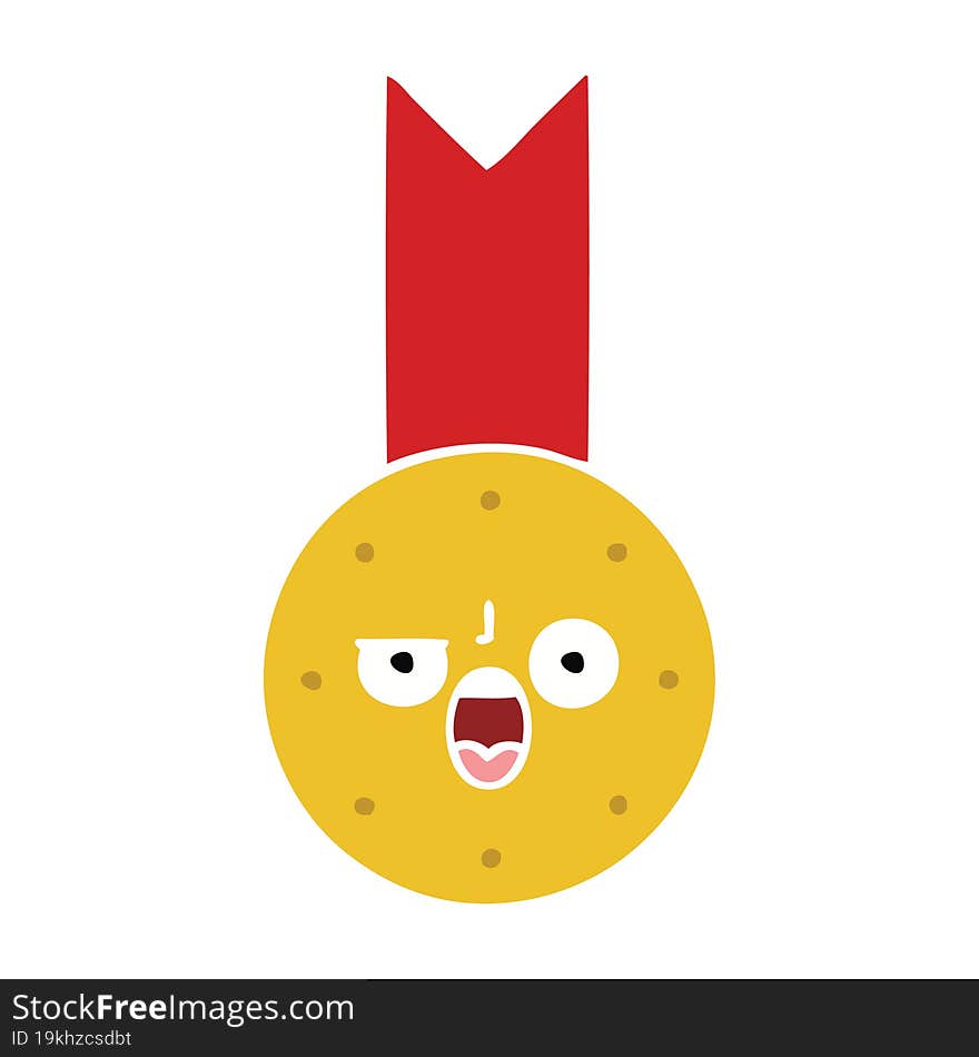 Flat Color Retro Cartoon Gold Medal