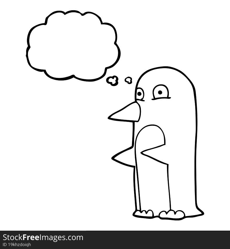 thought bubble cartoon penguin