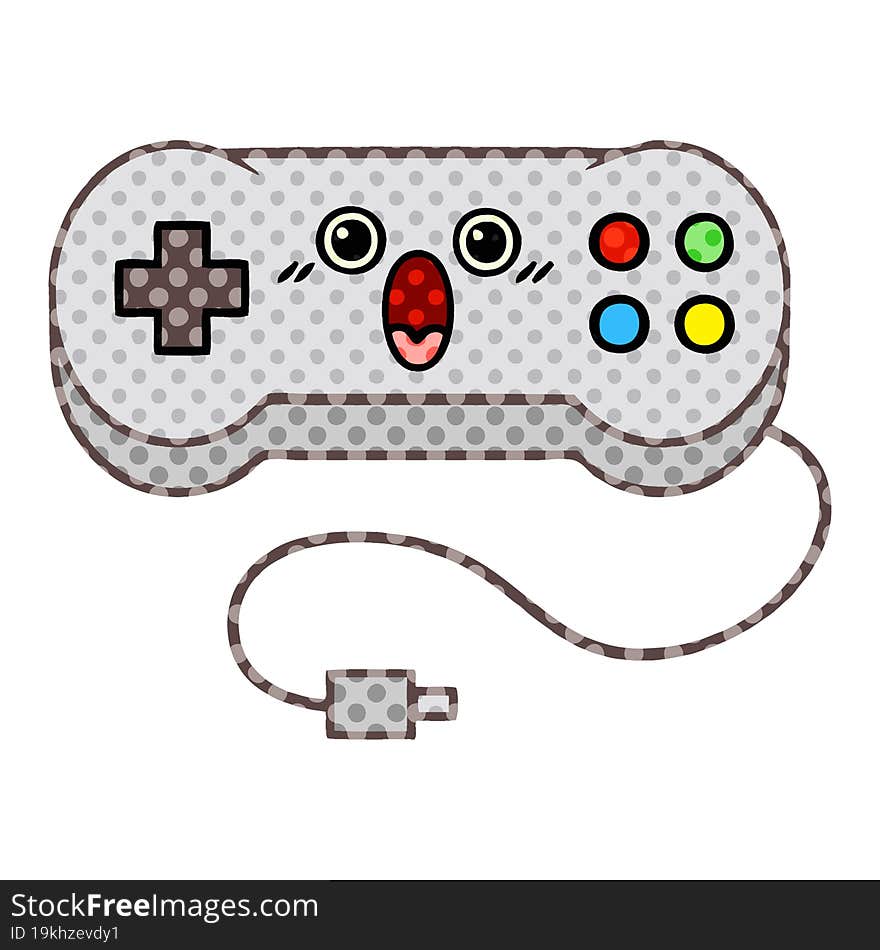 comic book style cartoon game controller