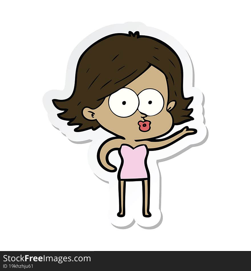 sticker of a cartoon girl pouting