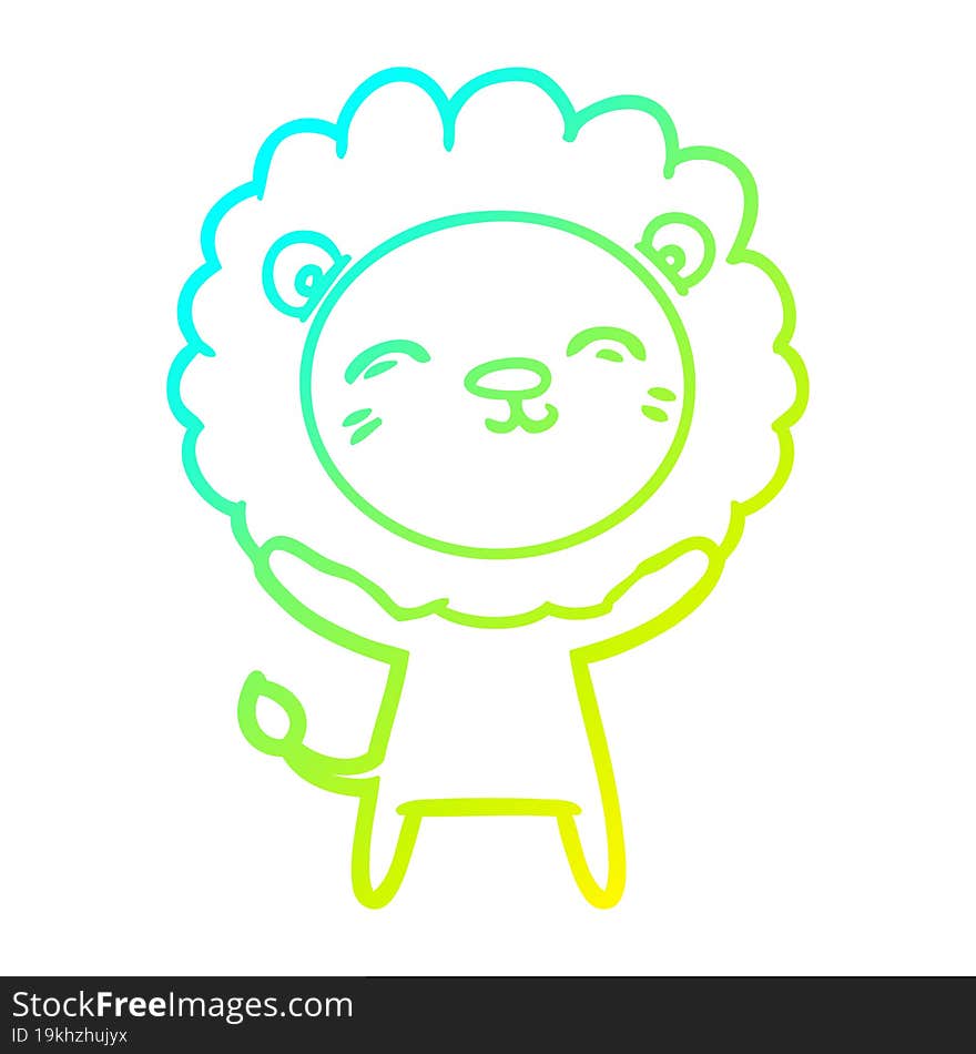 cold gradient line drawing of a cartoon lion