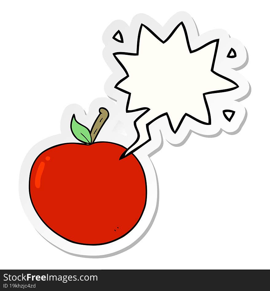 cartoon apple and speech bubble sticker