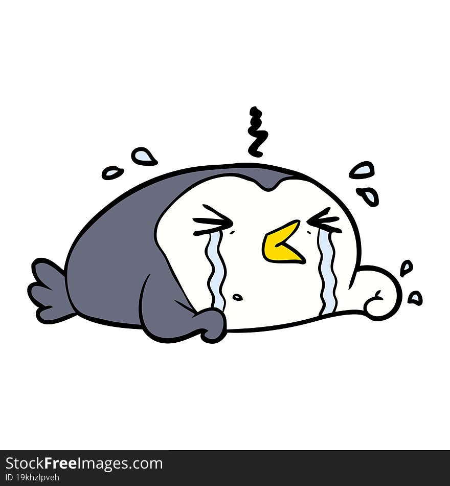 cartoon crying penguin. cartoon crying penguin