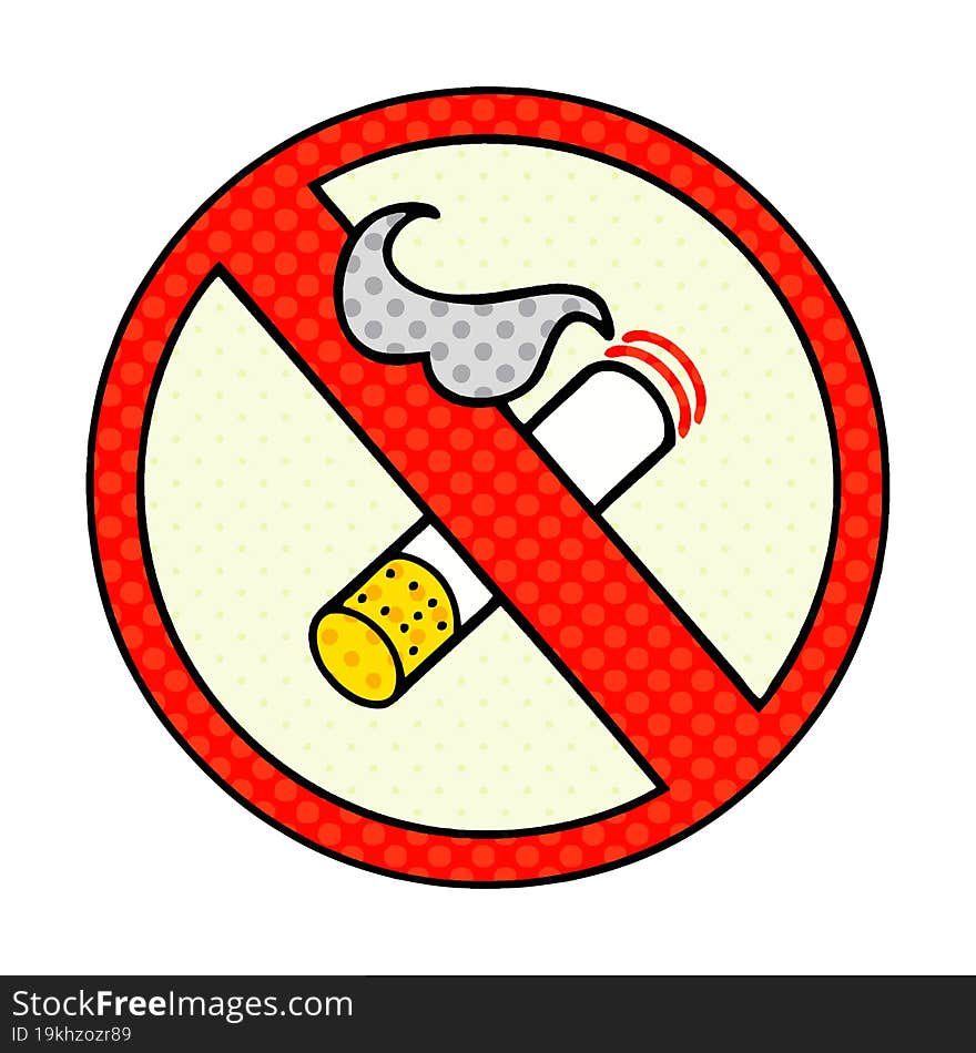 Comic Book Style Cartoon No Smoking Allowed Sign