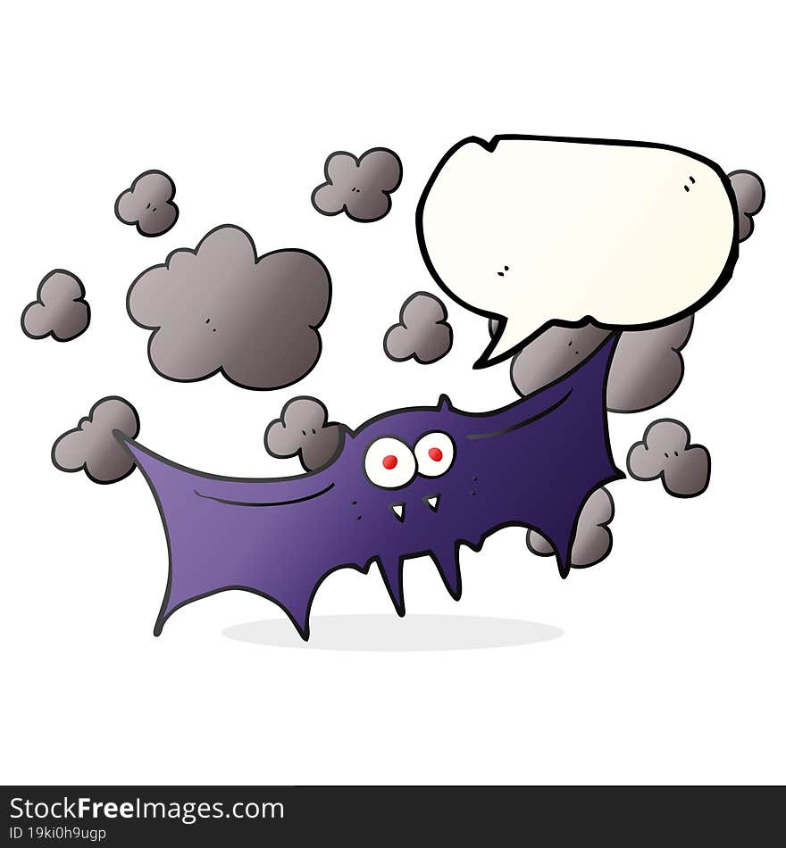 freehand drawn speech bubble cartoon vampire bat