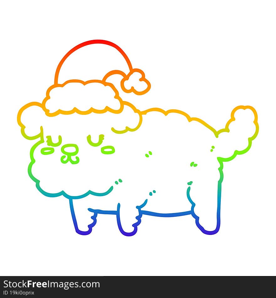 rainbow gradient line drawing cute christmas dog