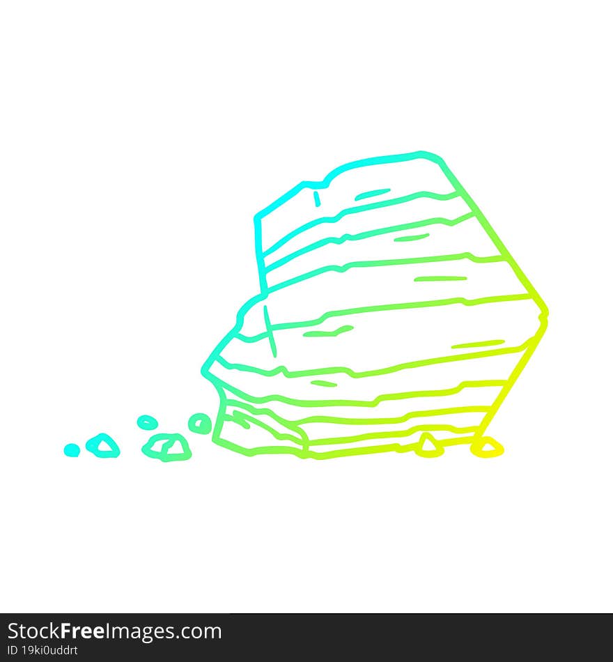 Cold Gradient Line Drawing Cartoon Large Rock