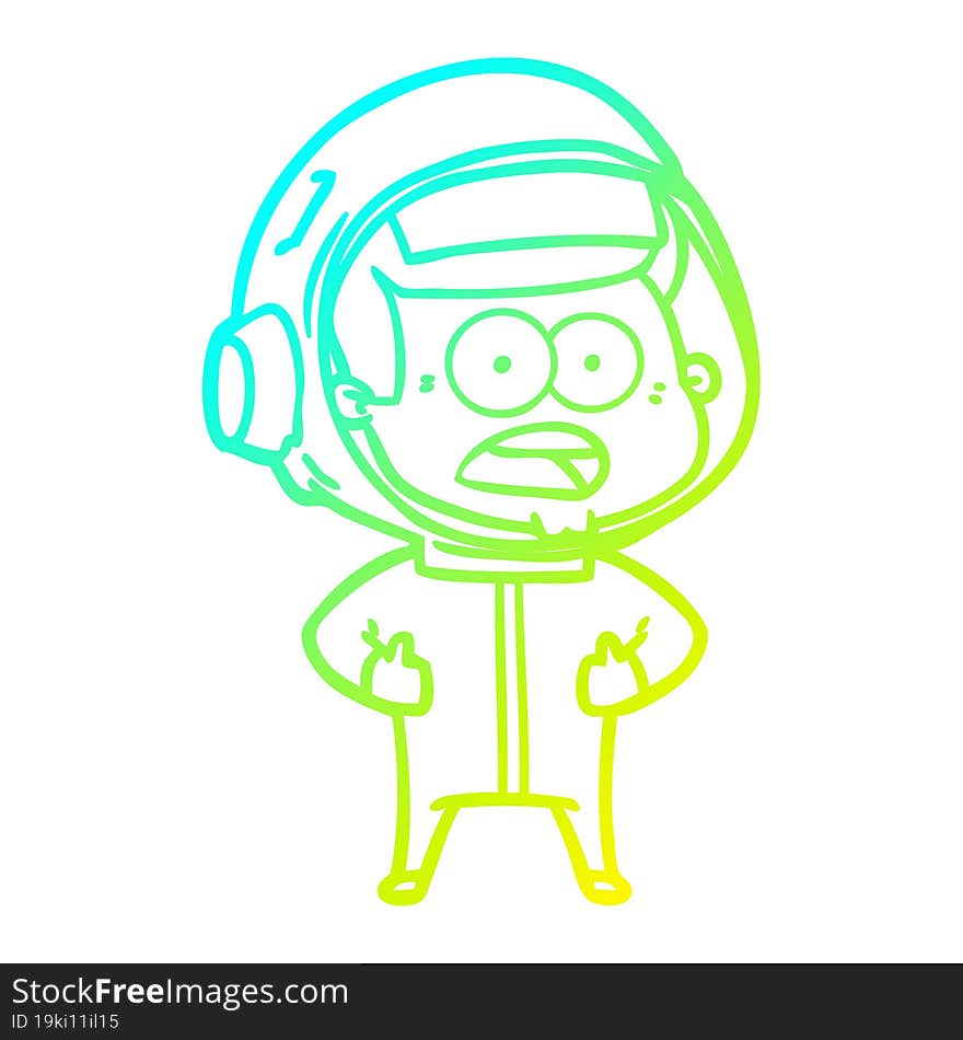 cold gradient line drawing cartoon surprised astronaut