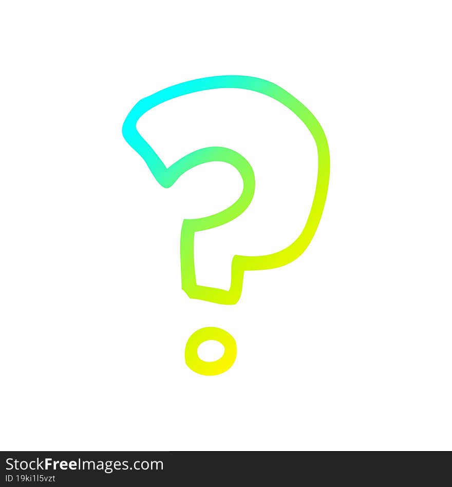 cold gradient line drawing cartoon question mark