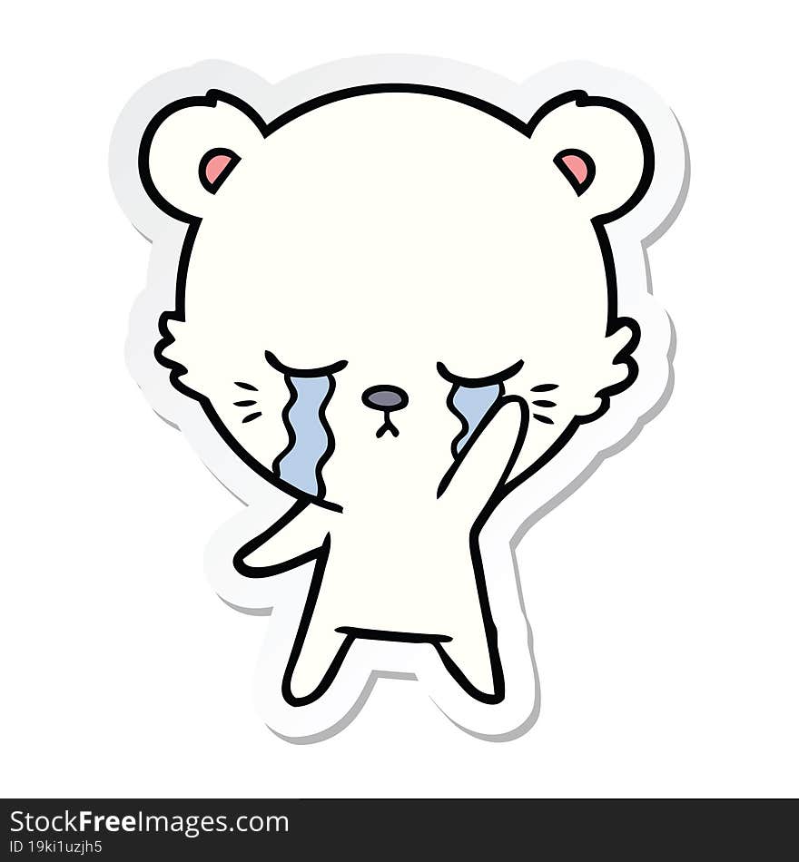 Sticker Of A Crying Cartoon Polarbear