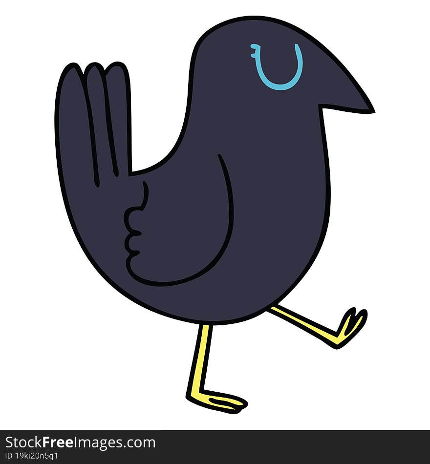 Quirky Hand Drawn Cartoon Crow