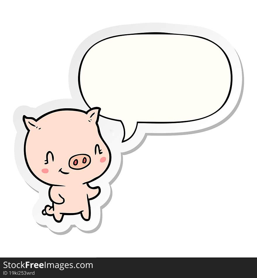 Cute Cartoon Pig And Speech Bubble Sticker