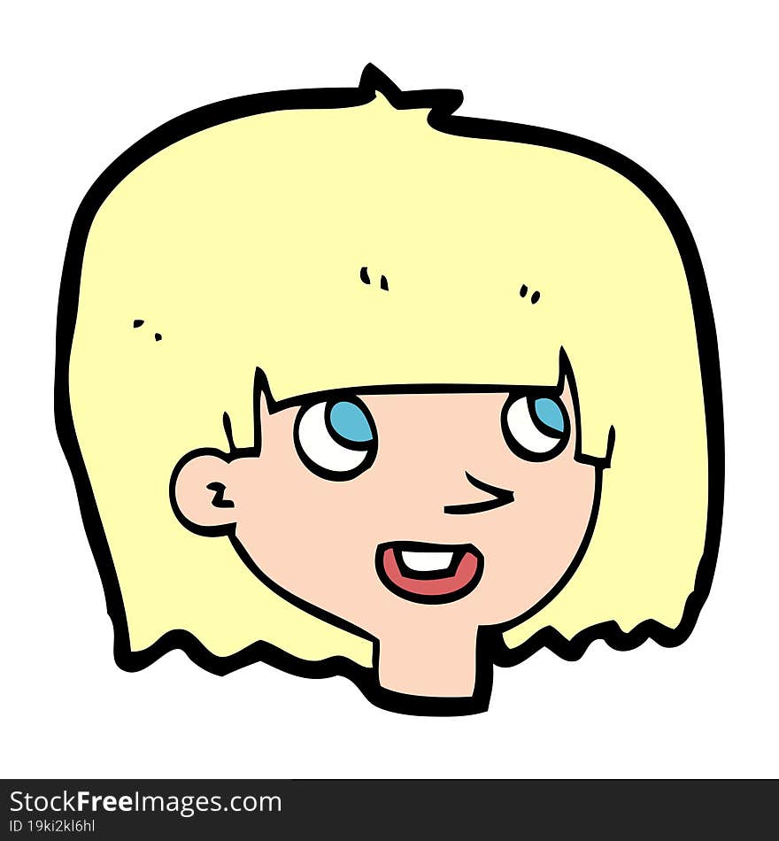 cartoon happy female face