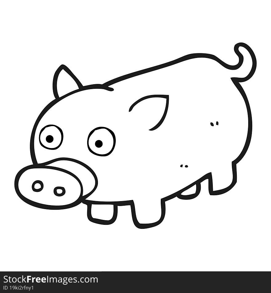 Black And White Cartoon Piglet