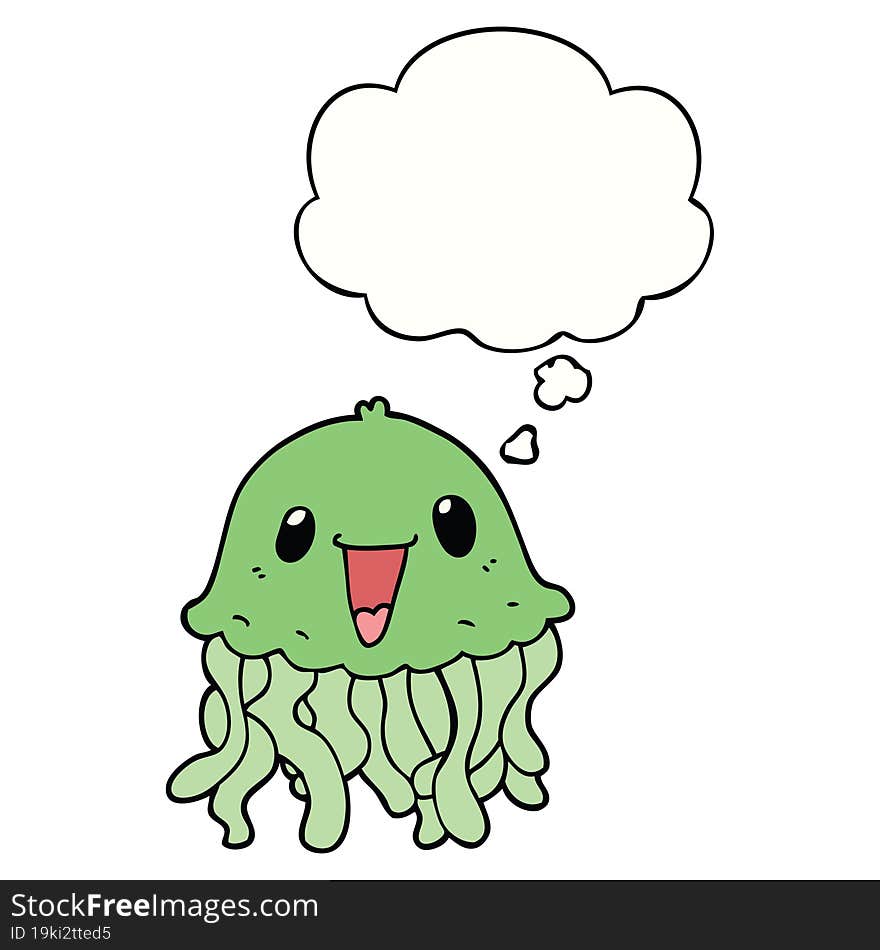 cartoon jellyfish with thought bubble. cartoon jellyfish with thought bubble