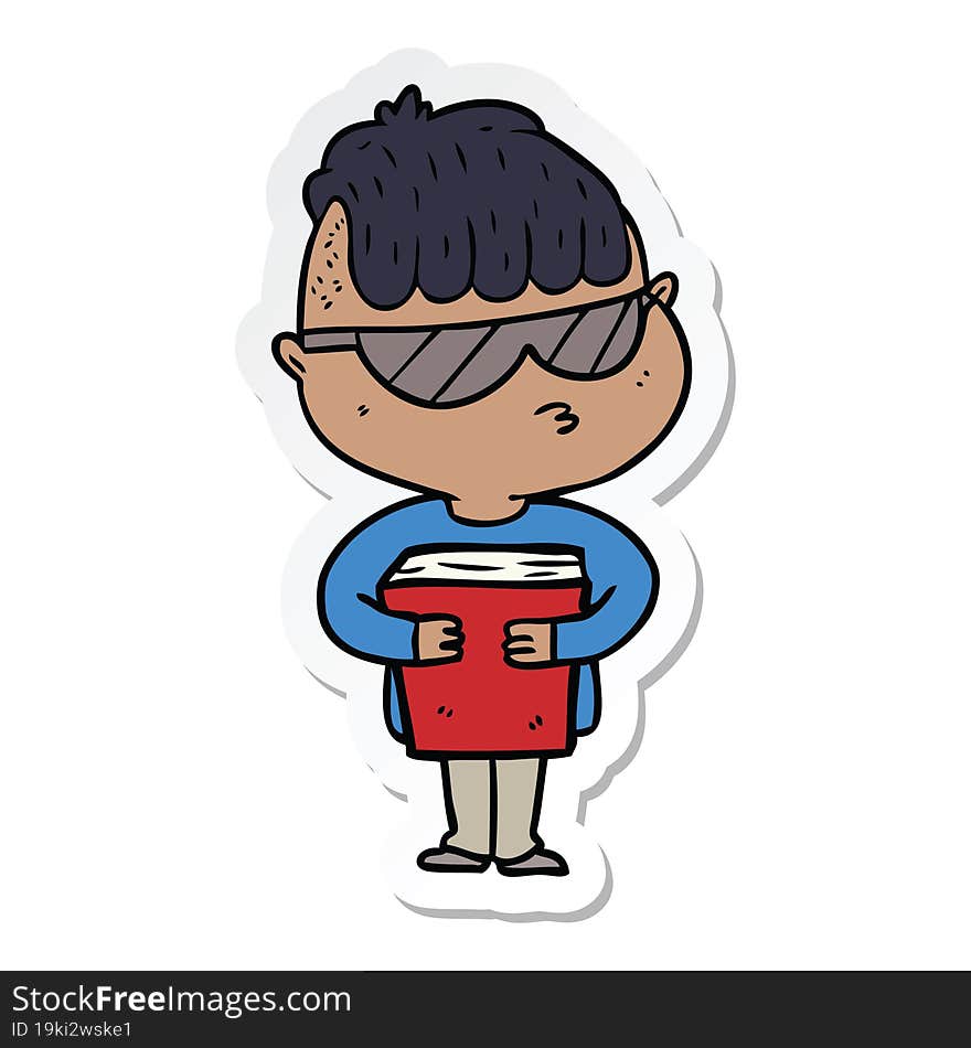 sticker of a cartoon boy wearing sunglasses