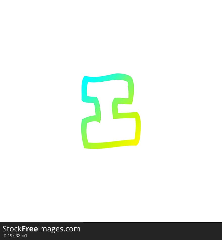 cold gradient line drawing cartoon letter i