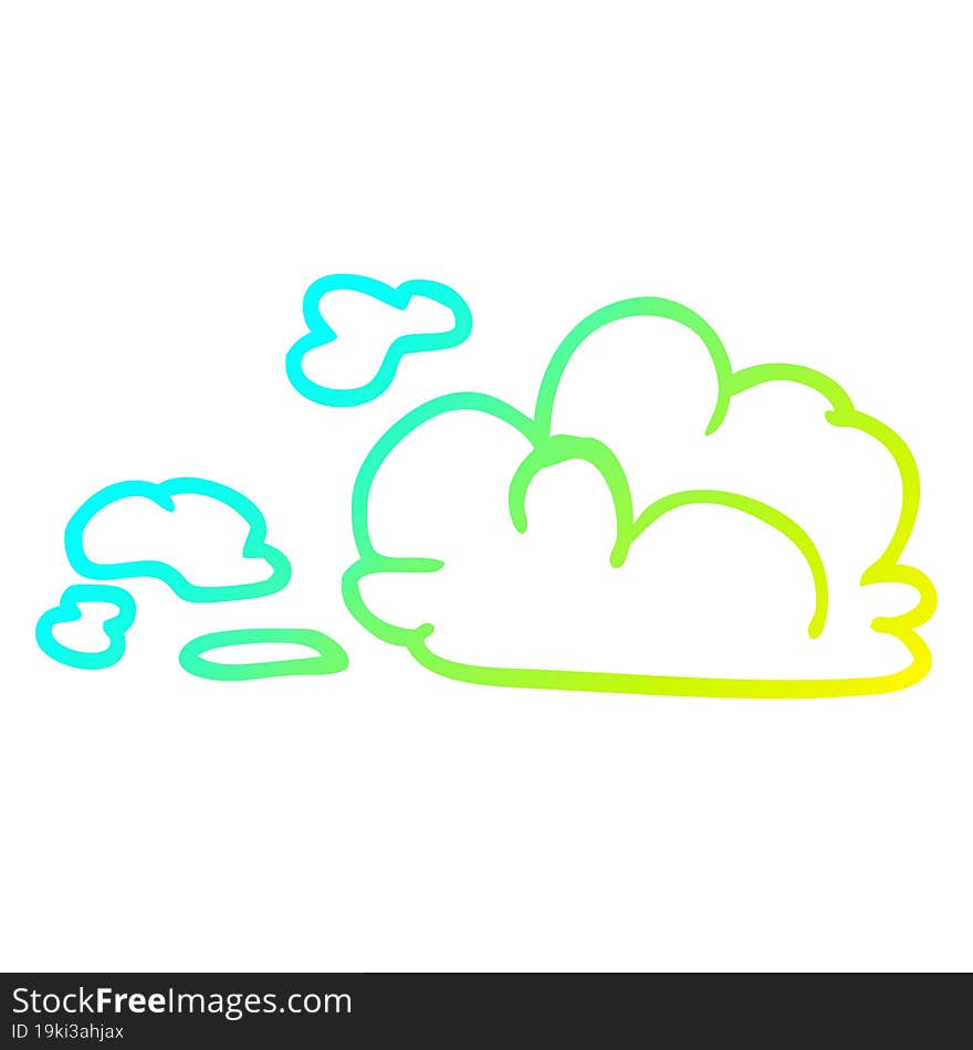 cold gradient line drawing of a cartoon fluffy white clouds