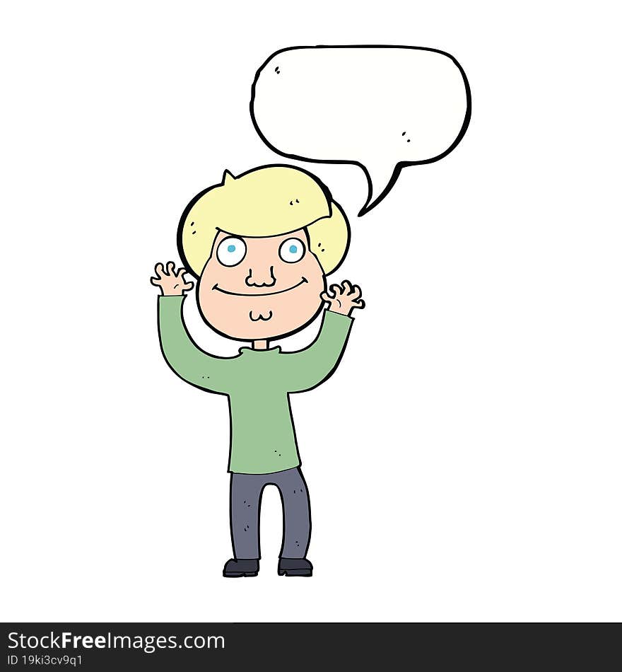 cartoon happy boy with speech bubble