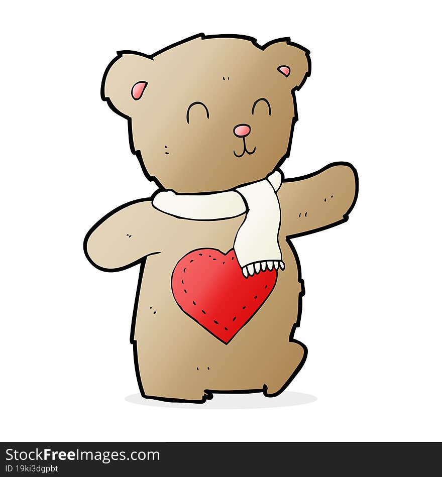 Cartoon Teddy Bear With Love Heart