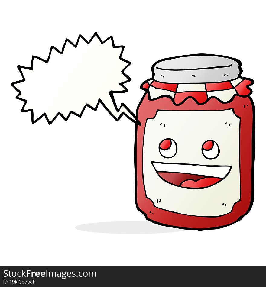 cartoon jar of preserve with speech bubble