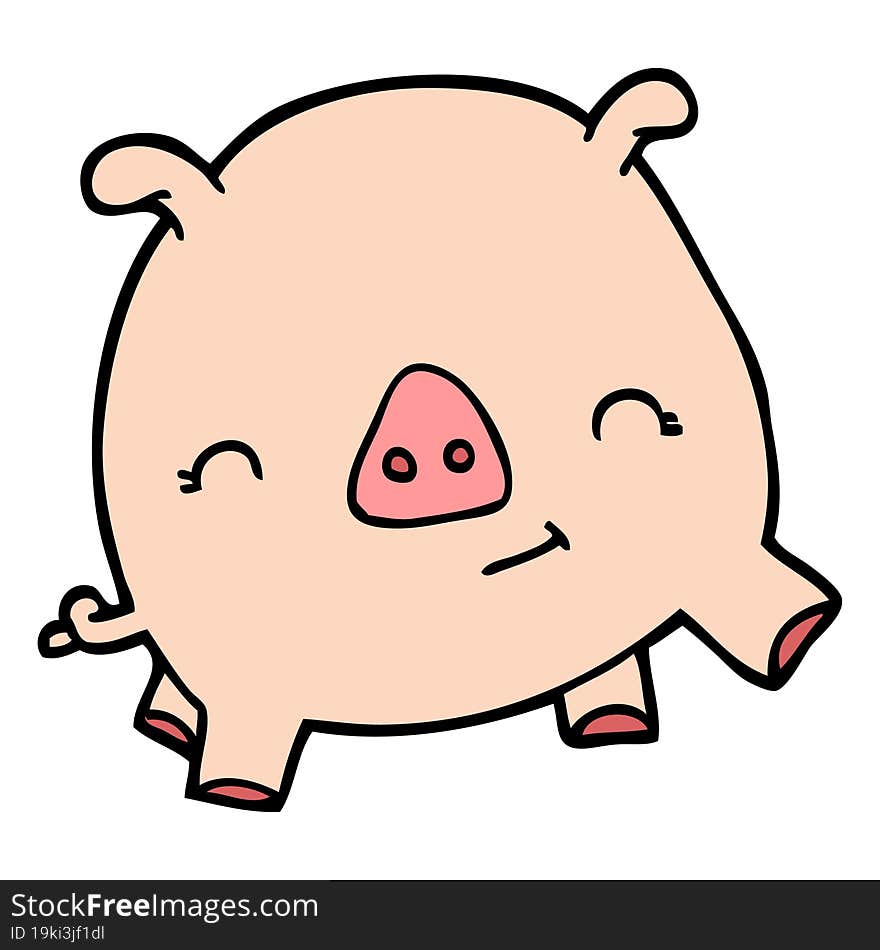 cartoon doodle happy pig