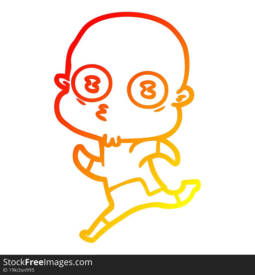 warm gradient line drawing cartoon weird bald spaceman