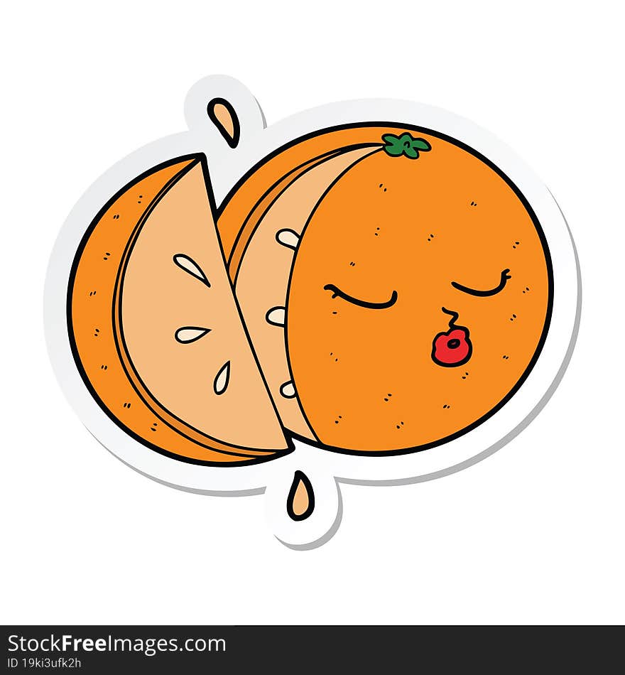 sticker of a cartoon orange