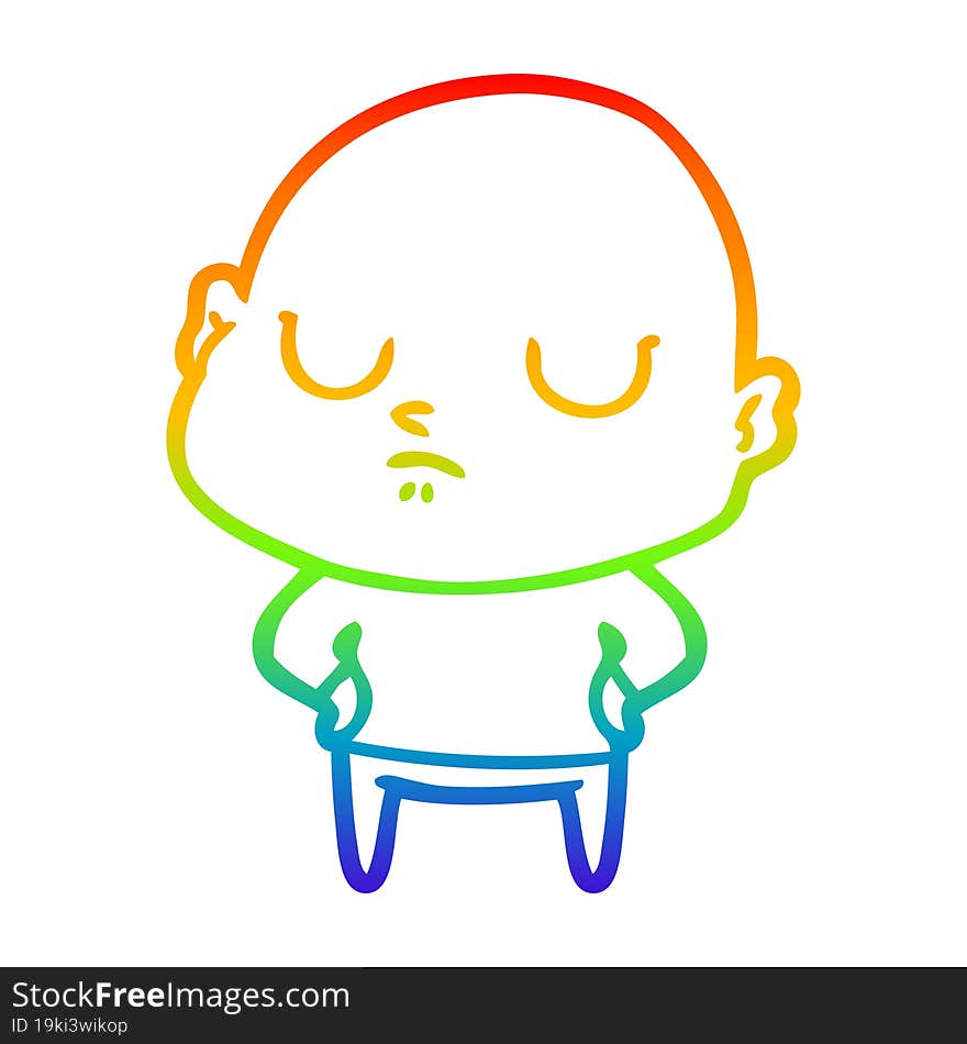 rainbow gradient line drawing of a cartoon bald man