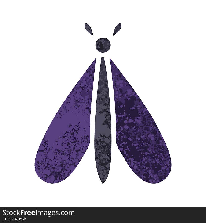 retro illustration style cartoon moth bug