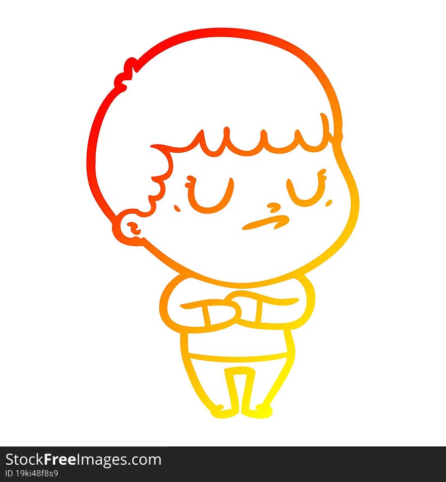 warm gradient line drawing cartoon grumpy boy