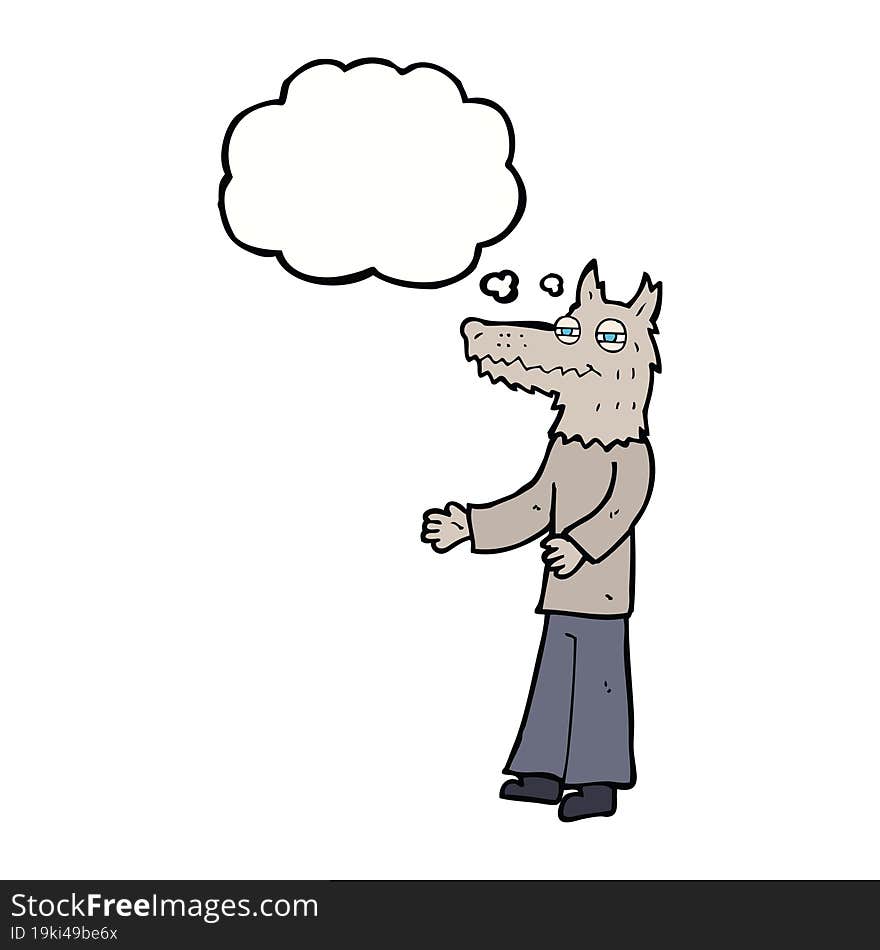 Cartoon Wolf Man With Thought Bubble