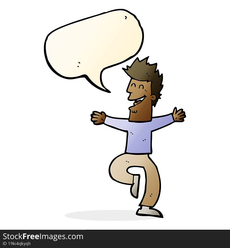 cartoon laughing man with speech bubble