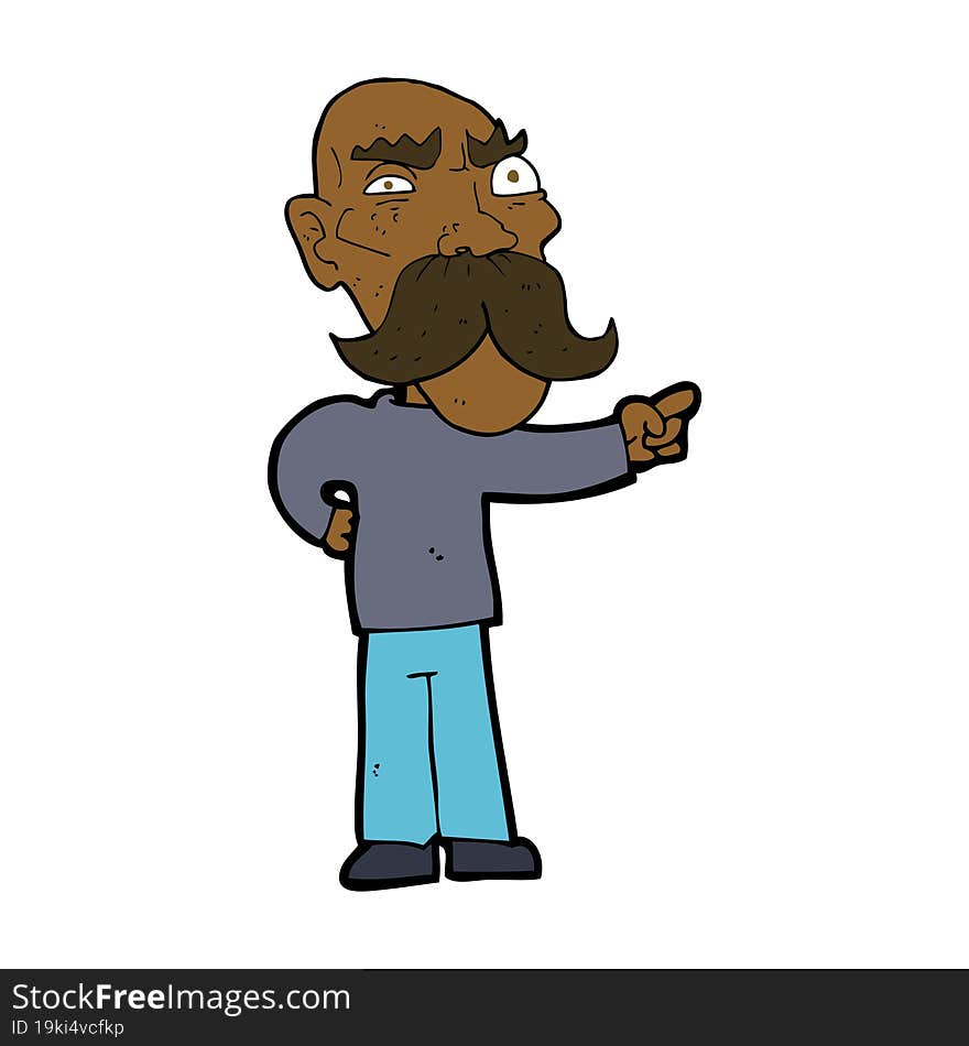 cartoon annoyed old man pointing