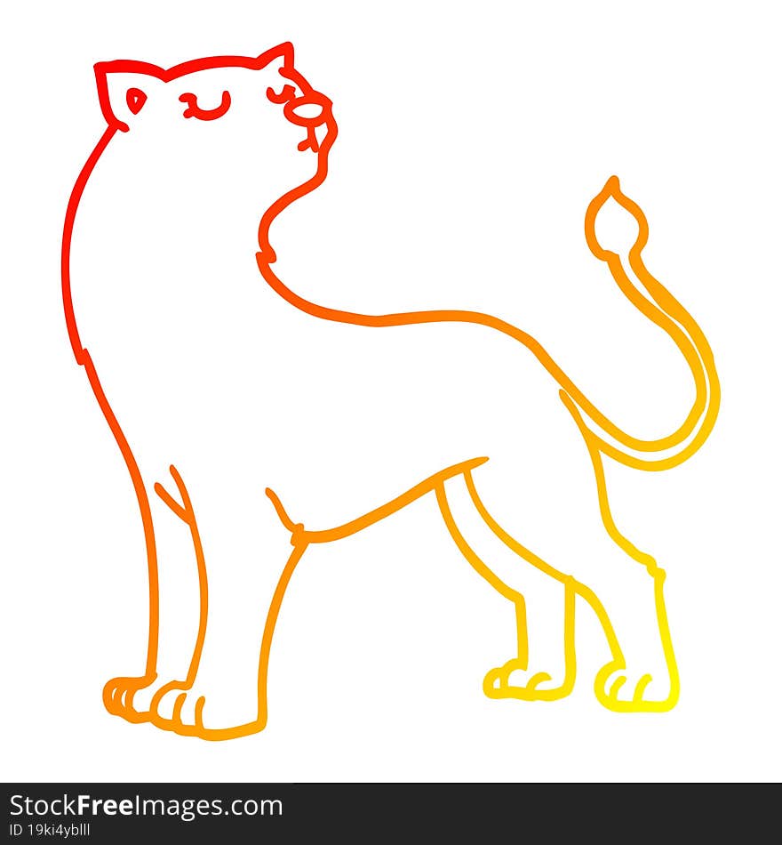 warm gradient line drawing cartoon lioness