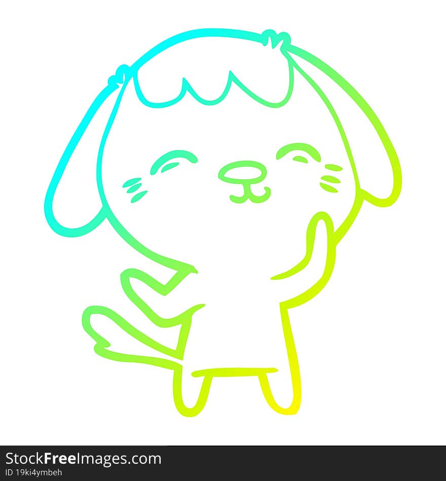 cold gradient line drawing happy cartoon dog