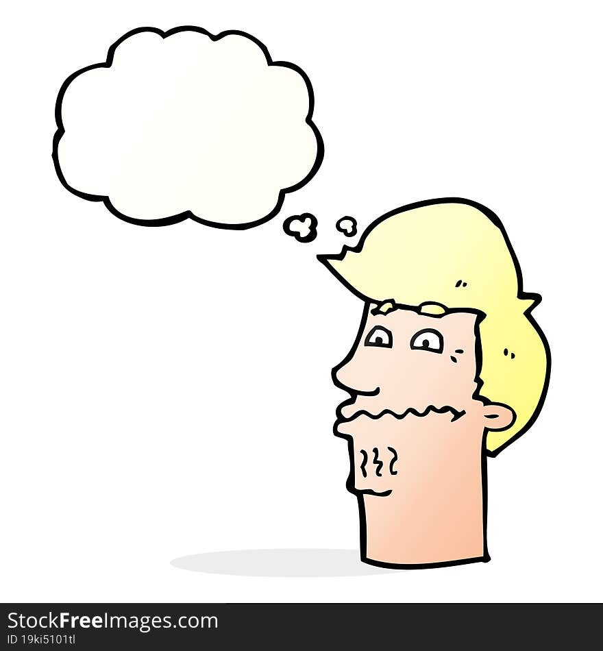 cartoon nervous man with thought bubble